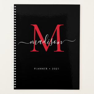 Monogramme Black Burgundy Girly Nom du script 2021