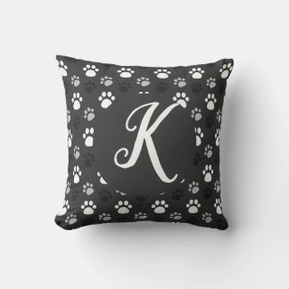 Monogramme Black Dog Paws Jeter Oreiller