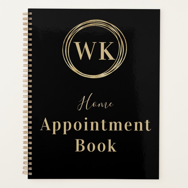 Monogramme Black Gold Circles Accueil carnet de re (Devant)