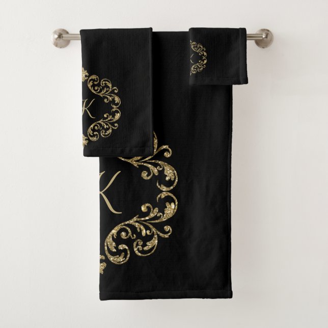 Monogramme Black Gold Parties scintillant tendance (En situation)