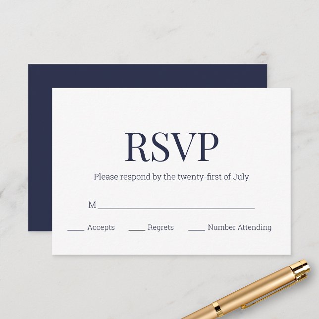 Monogramme blanc bleu marine RSVP (Créateur téléchargé)