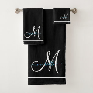 Monogramme blanc initial Turquoise Nom du script