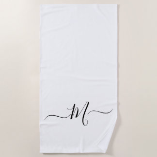 Monogramme blanc noir moderne Première serviette d