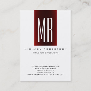 Monogramme Blanc Rouge Grille Grand Carte de visit