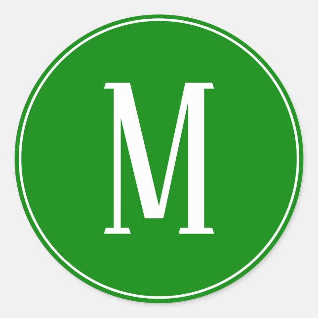 Monogramme blanc sur Sticker vert rond (Devant)