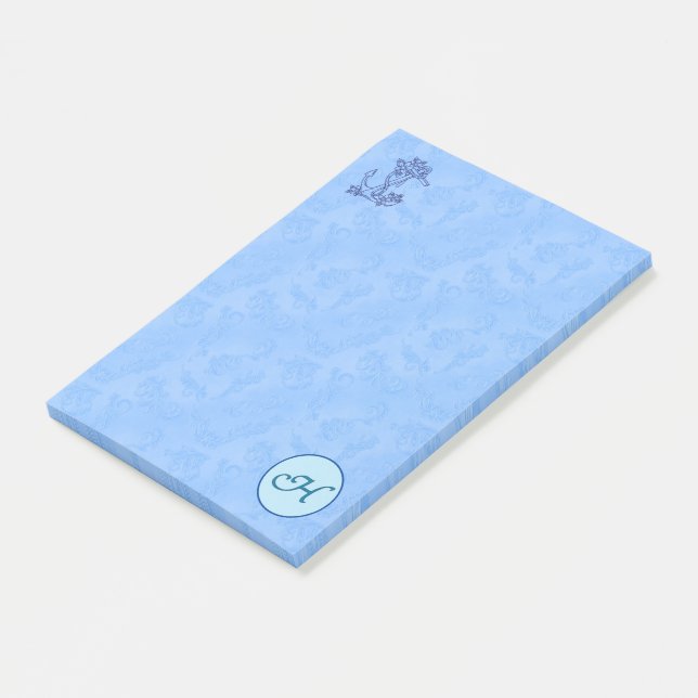 Monogramme bleu céleste (A-Z) Post-it Notes (Incliné)