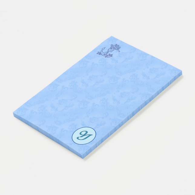 Monogramme bleu céleste (A-Z) Post-it Notes (Incliné)