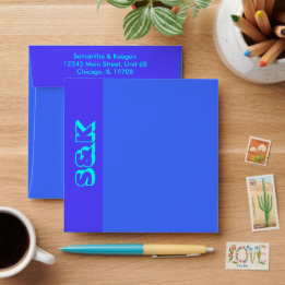 Monogramme bleu et aqua brillant Personnalisé
