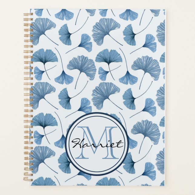 Monogramme bleu et blanc botanique (Devant)