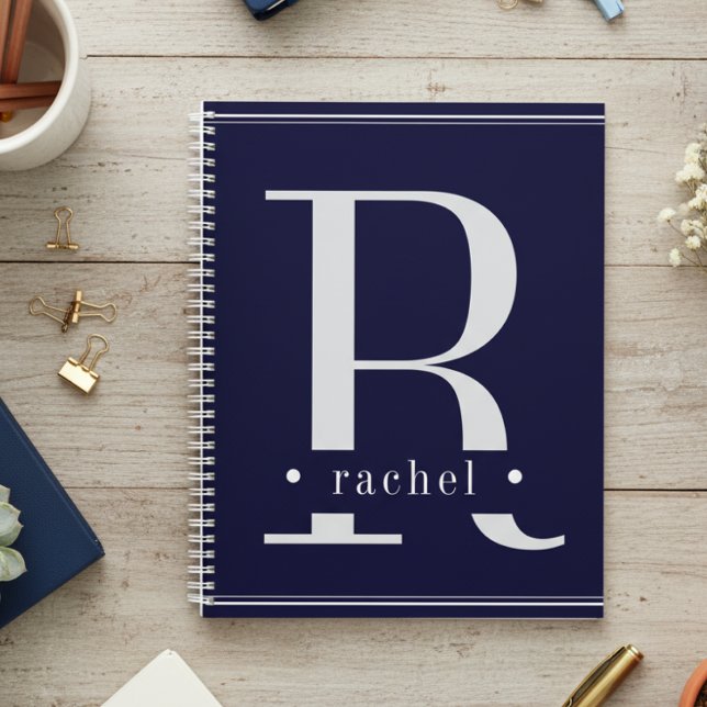 Monogramme bleu et blanc minimal (Créateur téléchargé)