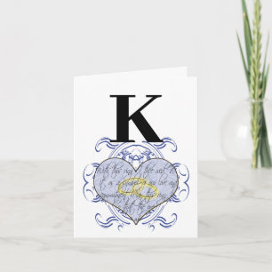 Monogramme bleu Mariage Vow Coeur Merci