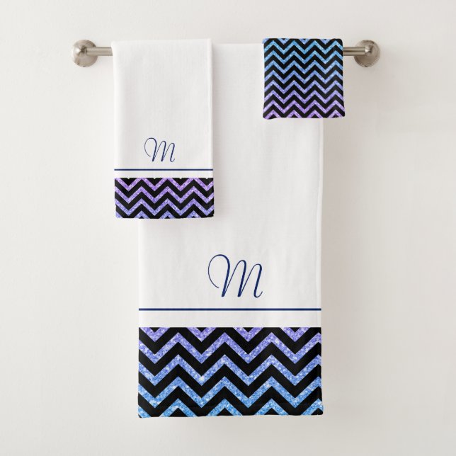 monogramme bleu marine et chevron rose (En situation)