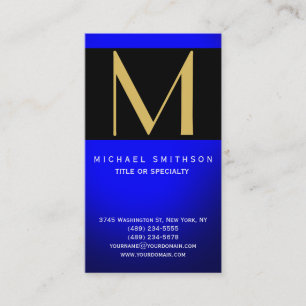 Monogramme Bleu Noir Carte de visite moderne