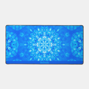 Monogramme bleu Nom Aquarelle Mat de bureau modern