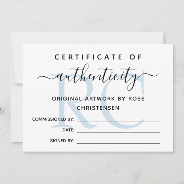 Monogramme bleu plus grand certificat d'authentici (Devant)