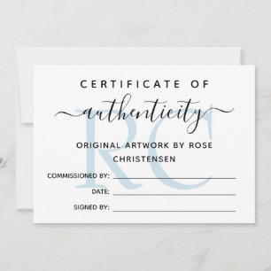 Monogramme bleu plus grand certificat d'authentici