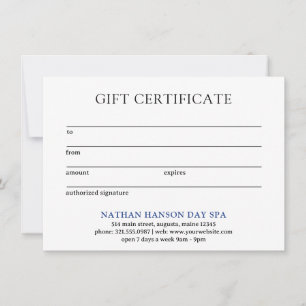 Monogramme bleu simple Certificat cadeau moderne