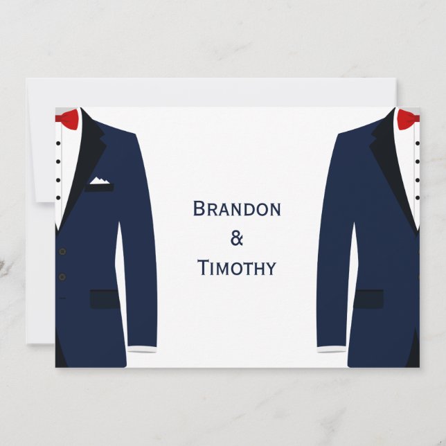 Monogramme Blue and White Gay Wedding Carte RSVP 5 (Dos)