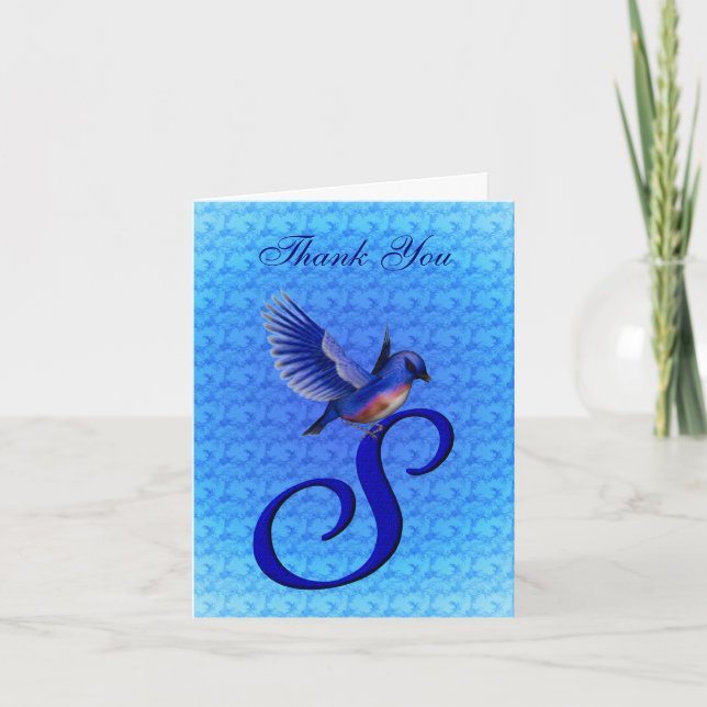 Monogramme Bluebird Initial S Merci élégant (Devant)