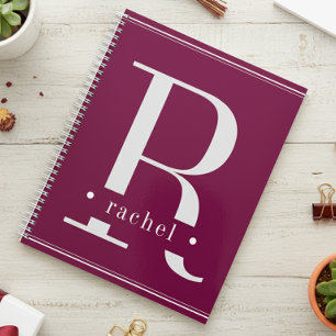 Monogramme bordeaux et blanc minimal
