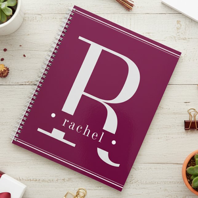 Monogramme bordeaux et blanc minimal (Créateur téléchargé)