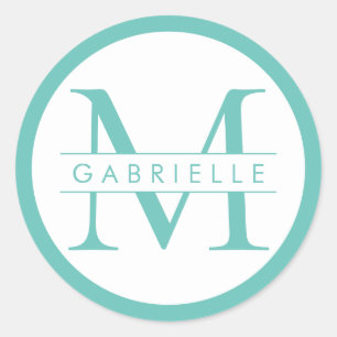 Monogramme Bordure Ronde Favoriser Étiquette - Tur