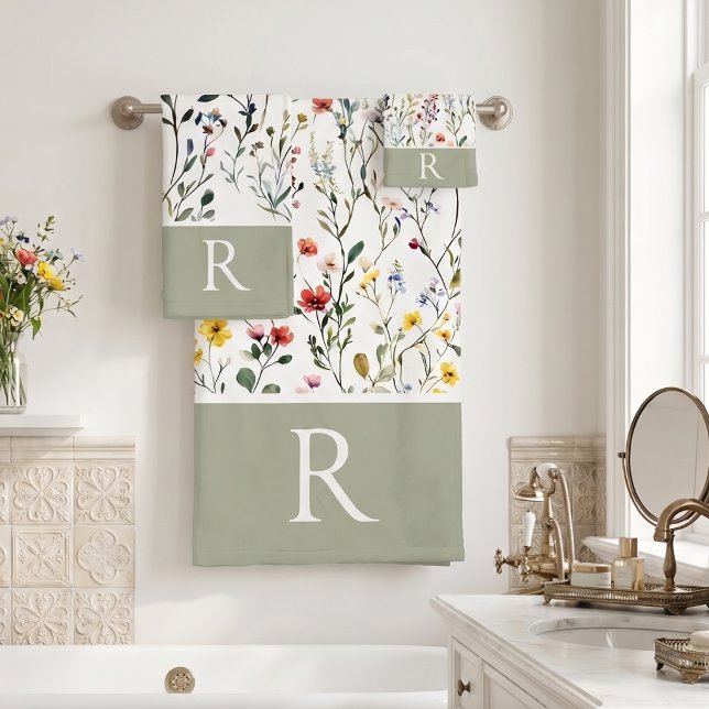 Monogramme botanique aquarelle de fleur sauvage  (Créateur téléchargé)