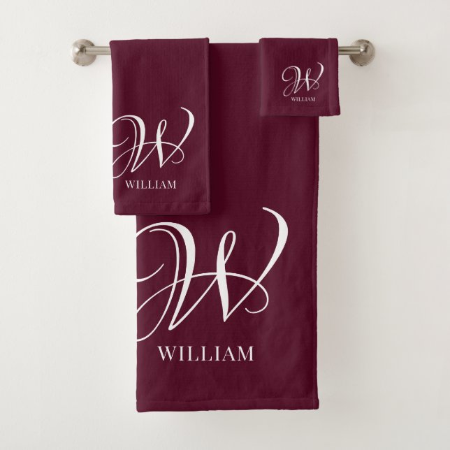 Monogramme Bourgogne Elégant Personnalisé Initial (En situation)