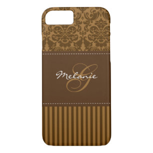 Monogramme Brown Damask Stripe iPhone 7 Coque