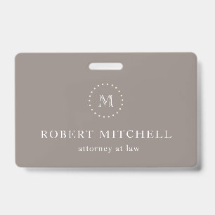 Monogramme Brown Élégant Badge Professionnel