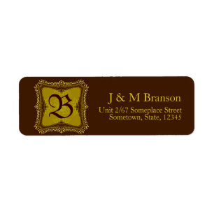 Monogramme Brown + Étiquette de adresse or