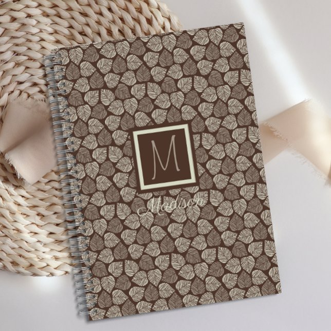 Monogramme Brun Taupe Feuille (Créateur téléchargé)