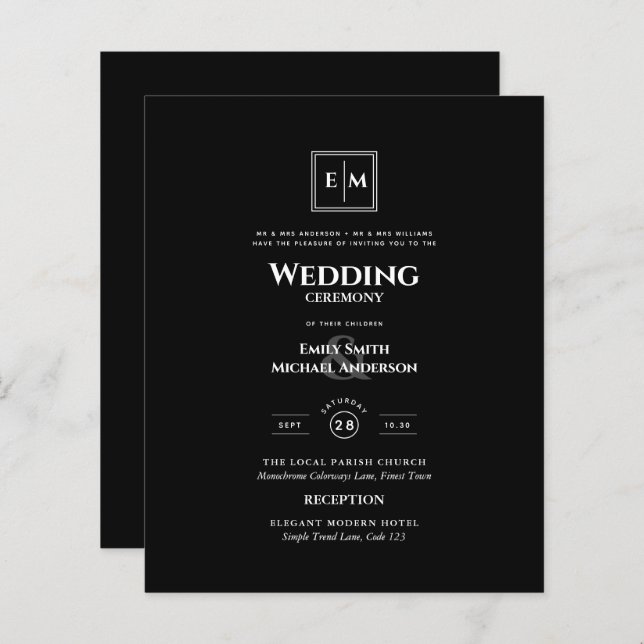 MONogramme BUDGÉTAIRE Mariage officiel noir tout e (Devant / Derrière)