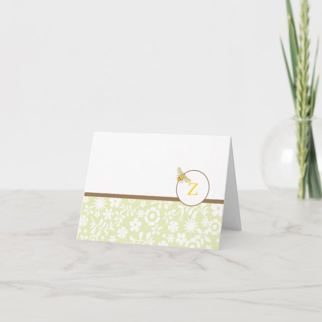 Monogramme Bumble Bee Note ou Carte de remerciemen (Devant)