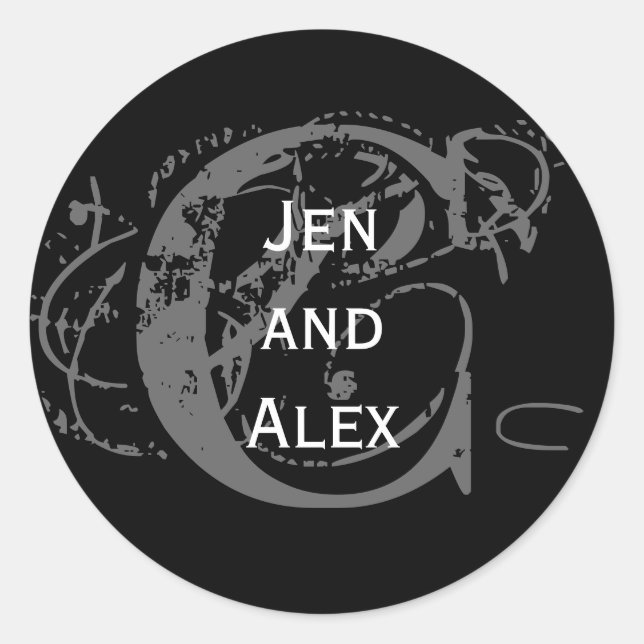 Monogramme C et Noms Sticker noir (Devant)