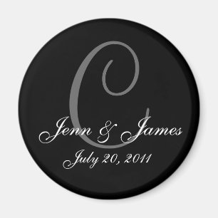 Monogramme C Mariage mariée pièce date aimant