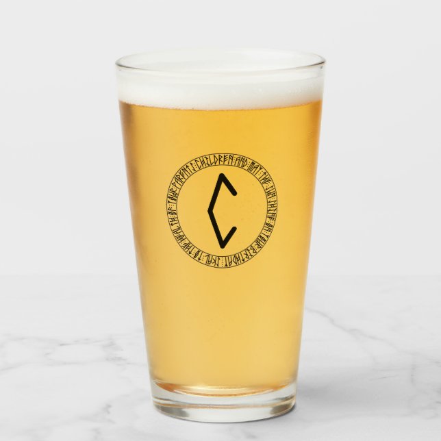 Monogramme C - Style viking - Verre à pinte (Devant (rempli))