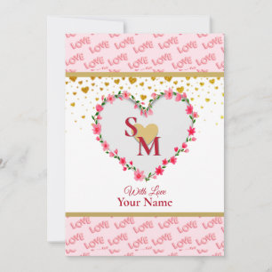 Monogramme Calligraphique Cœurs Amour Or Romantiqu