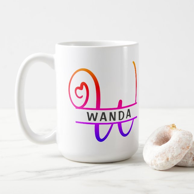 Monogramme cardiaque - Mugs de café personnalisés  (Avec donut)