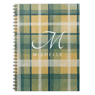 Monogramme Carnet spiral vert jaune Jaune