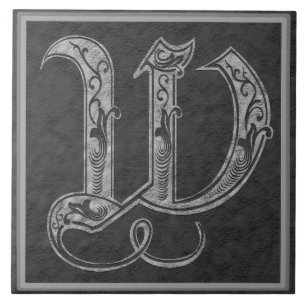 Monogramme" carreau de céramique en pierre gris