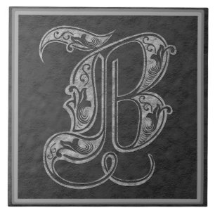 Monogramme" carreau de céramique en pierre gris