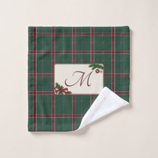 Monogramme carreau de Noël Heritage pin vert