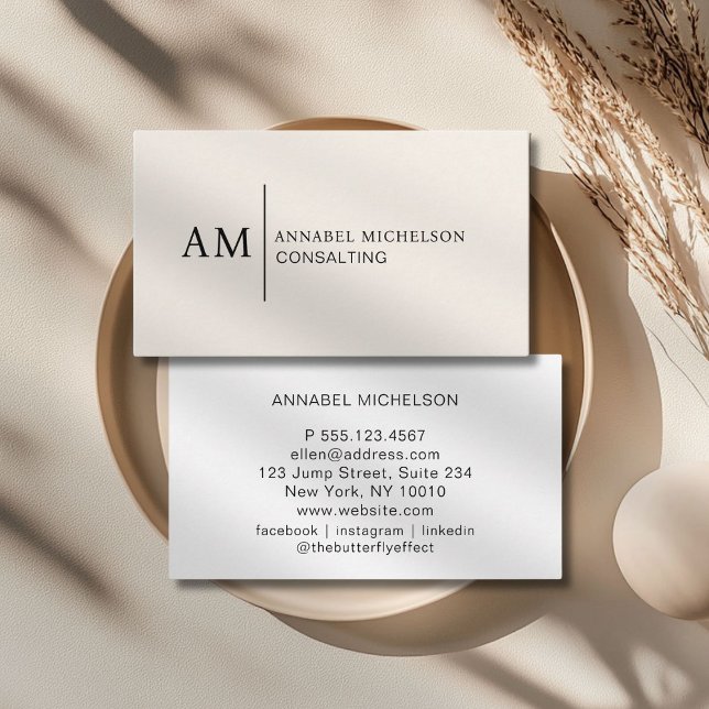 Monogramme Carte de visite beige (Monogram Beige Business Card)