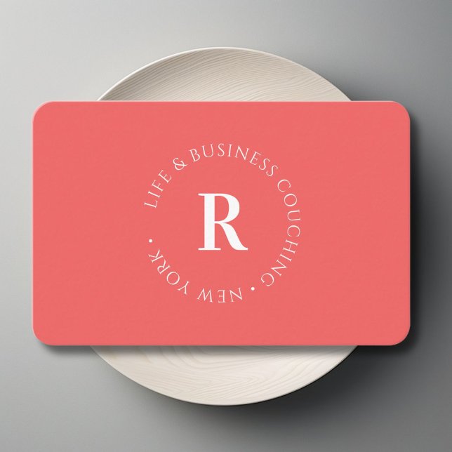 Monogramme, Carte de visite commercial minimal de  (Monogram, Minimum Coral Business Business Card)