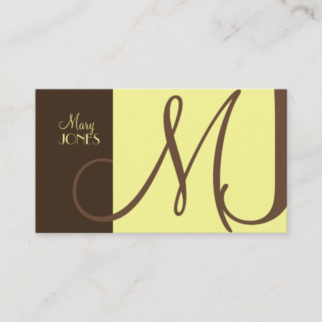 Monogramme Carte de visite en couleurs rétro (Devant)