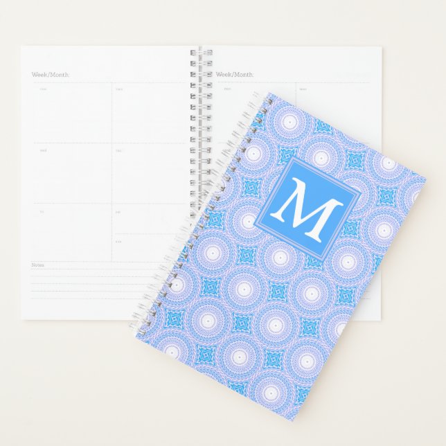 Monogramme Cercles bleu électrique motif (Devant avec enveloppe)