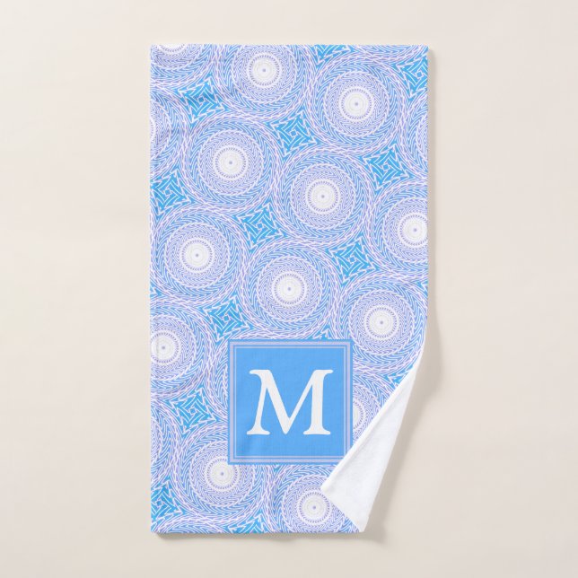 Monogramme Cercles bleu électrique motif (Serviette à main)