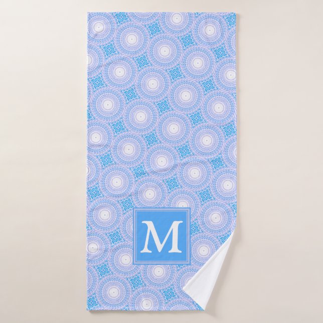 Monogramme Cercles bleu électrique motif (Serviette de bain)