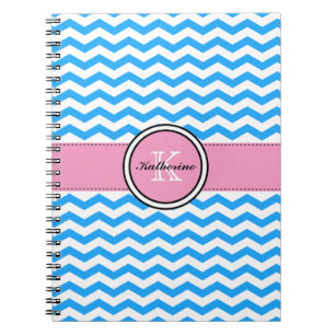 Monogramme Chevron bleu et carnet de notes à